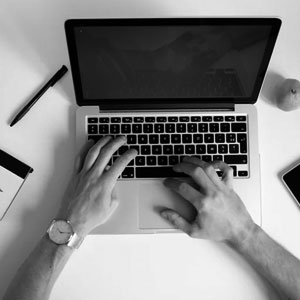 Laptop with hand